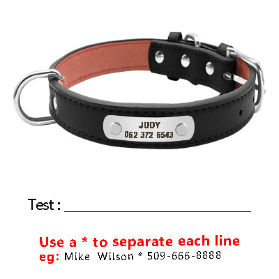 Grote Duurzaam Gepersonaliseerde Halsband PU Leer Gevoerde Pet ID Halsbanden Aangepast voor Kleine Medium Grote Honden Kat 4 Size
